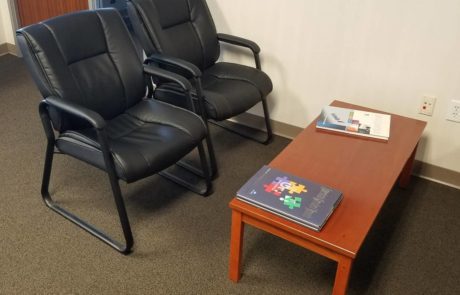 Black waiting room chairs