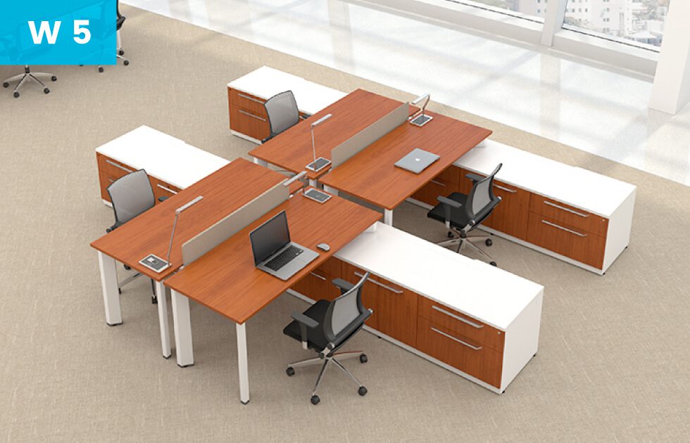 office setting with 4 desks