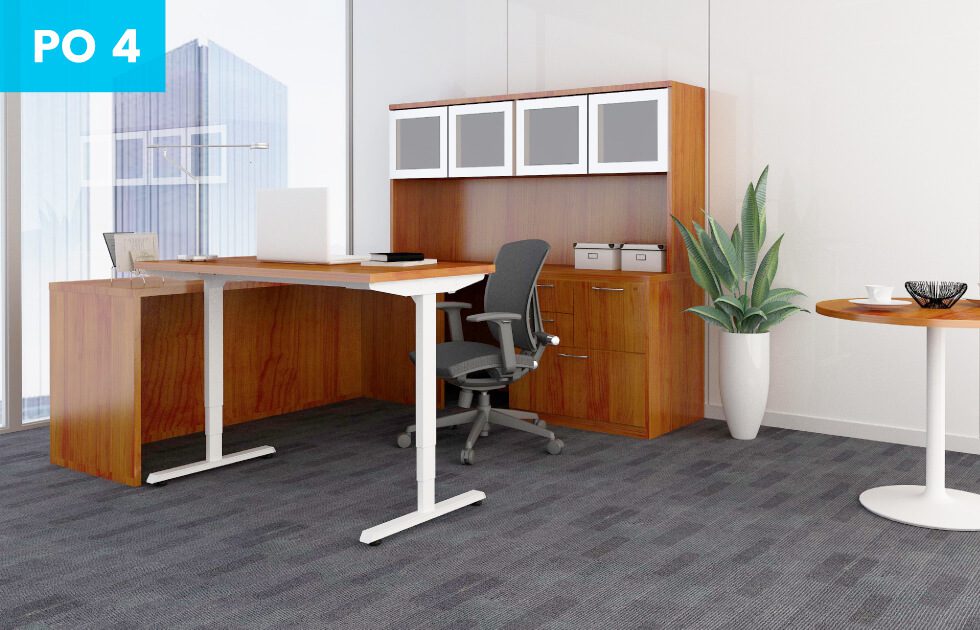 private office setting with walnut desk and office chair