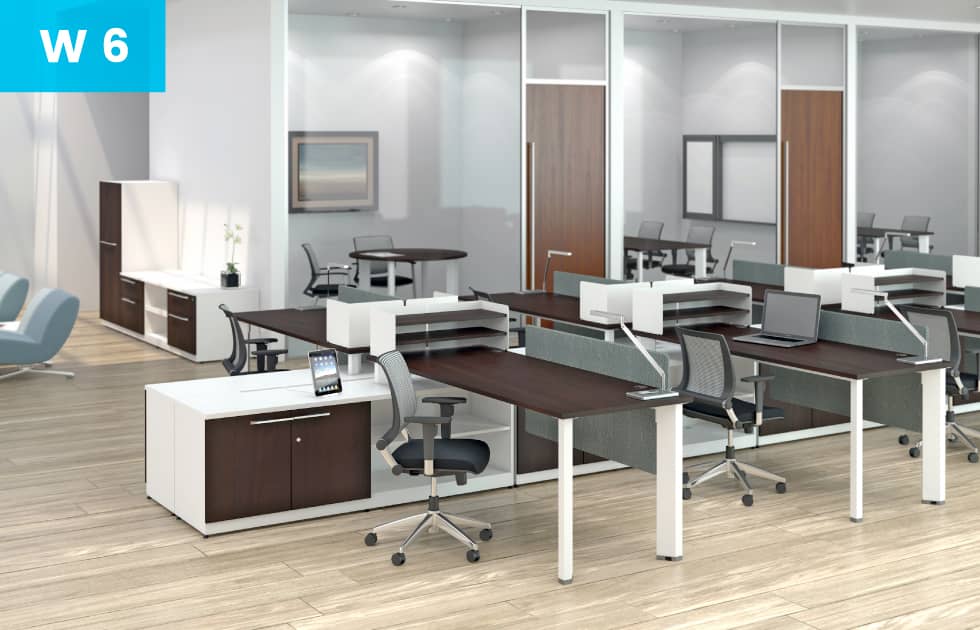 modern workstations for multiple employees