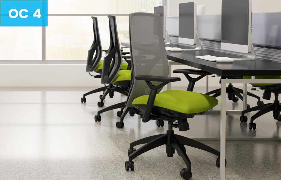 high back office chairs with green seat cushions