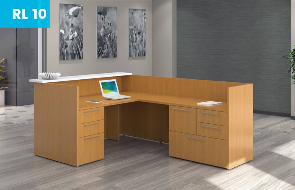modern reception desk with office storage