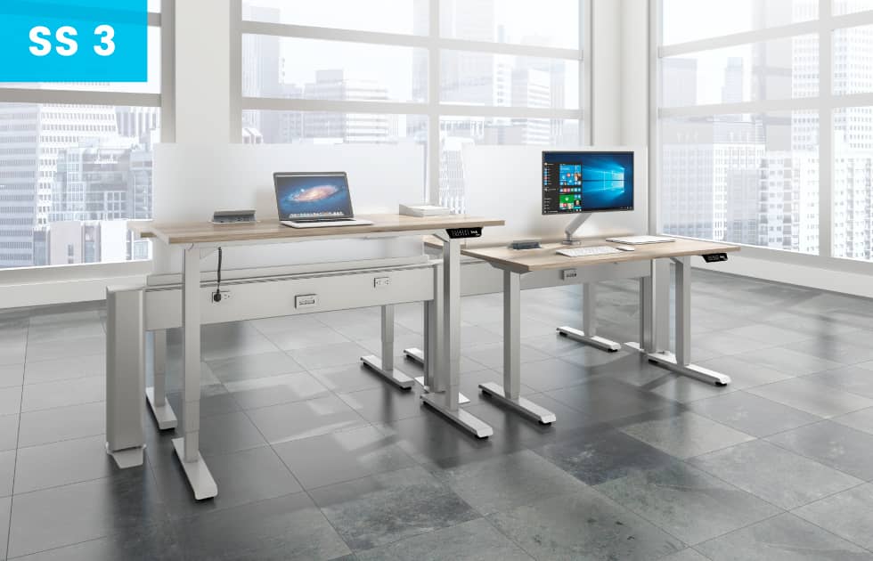 Office desks with computers